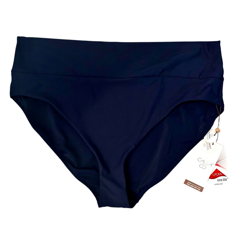 NWT CALIA by Carrie Underwood Navy XL High Rise Tummy Control Bikini Bottom New
